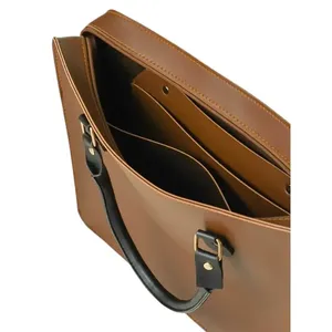 Sac fourre-tout classique pour ordinateur portable, couleur chocolat, style bureau et affaires - Product Image 5