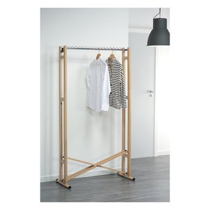 Porte-manteau Snake 90 96x43x177cm en bois de hêtre massif naturel avec roulettes pour usage intérieur - Product Image 1