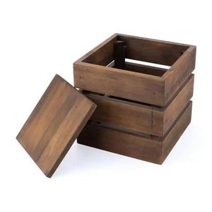 Boîte <span class=keywords><strong>de</strong></span> rangement en bois massif Caisses en bois Boîte décorative <span class=keywords><strong>de</strong></span> présentation <span class=keywords><strong>de</strong></span> supermarché rustique - Product Image 5