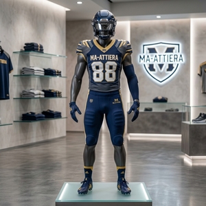 Ensemble de maillot et pantalon de football américain personnalisé bleu marine et or, uniforme d'équipe rembourré, fabricant de vêtements de sport en gros - Product Image 4