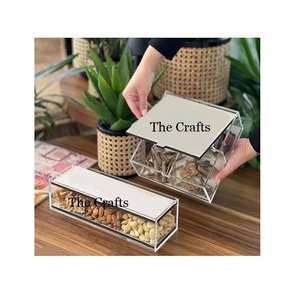 Différentes formes ensemble de deux boîtes acryliques de serveur de noix avec couvercle en métal serveur de chocolat de la plus haute qualité en vrac - Product Image 1