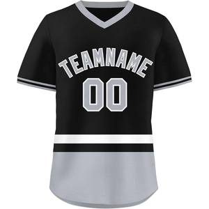 Jersey de béisbol personalizado directo de fábrica de malla cuello en V camisas de softball con tela de secado rápido sublimación aparejos sarga - Product Image 3