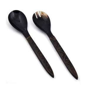 Cuillère en corne de buffle naturelle écologique avec finition miroir pour cadeaux - Utilisation décorative et fonctionnelle, design confortable pour la poignée - Product Image 2