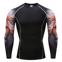 Vente en gros de T-shirts de compression athlétiques à manches longues pour hommes, anti-humidité, séchage rapide, pour la gym, l'entraînement, la course et la protection sportive