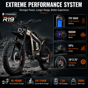 Bicicleta Eléctrica Todoterreno R19 72V40AH 9000W con Marco de Aleación de Aluminio, Frenos de Disco Shimano de 7 Velocidades, Neumáticos CHAOYANG 19x2.75, 80KMH-96KMH, IP65 - Product Image 2