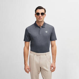Polos de golf de poliéster 100% de calidad superior, camisetas ajustadas de punto que absorben la humedad, manga corta, diseño negro sólido para deportes activos - Product Image 1