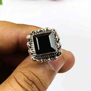 Best Selling Unisex 925 Sterling Silver Handmade <b>Ring</b> with Natural <b>Black</b> <b>Onyx</b> Gemstone Classic Bezel Setting for Wedding Parties - Product Image 1