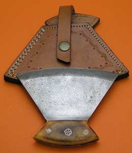 Cortador de Pizza personalizable Ulu de Alaska profesional de hueso flameado de acero de Damasco de alta calidad ecológico hecho a mano, herramientas de cocina - Product Image 3