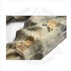 กางเกงยีนส์ขายาวของผู้ชายทรงตรงกางเกงยีนส์ขาดๆสไตล์วินเทจ - Product Image 4