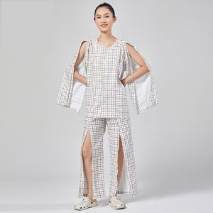 Abbigliamento per cure ospedaliere in puro cotone a maniche lunghe facile da usare per il <span class=keywords><strong>pigiama</strong></span> morbido per il recupero della frattura del paziente anziano - Product Image 4