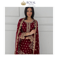 Fournisseur en gros de vêtements indiens pour les fêtes et les festivals, costume Sharara en faux georgette avec broderie