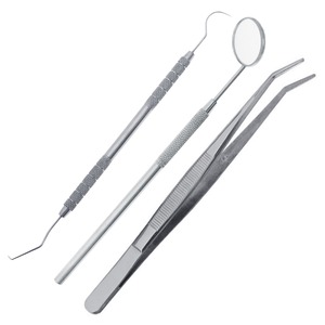 Precio al por mayor: Kits de examen dental CE de 3 piezas de acero inoxidable de alta calidad con fuente de alimentación manual, incluye juego de sondas y palillos. - Product Image 1