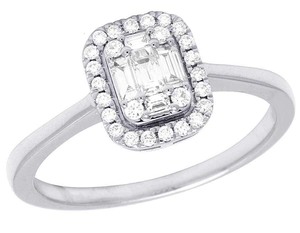 Bague classique élégante Moissanite ronde et baguette diamant forme carrée pour femme en bijoux de mariage en argent 925 - Product Image 1