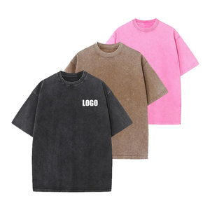 เสื้อยืดผ้าฝ้ายฟอกลายหินของผู้ชาย,เสื้อยืดขนาดใหญ่แนววินเทจมีโลโก้ตามสั่ง - Product Image 1