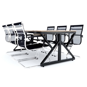 Modern 200x100cm MDF Conference <b>Table</b> with Adjustable Iron Legs for <b>Office</b> & Hotel Use - Product Image 3