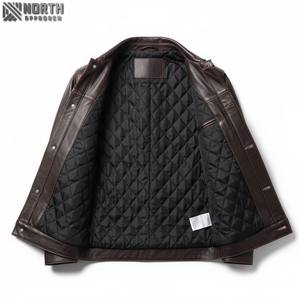 Chaqueta de cuero gruesa a prueba de viento con cremallera y manga larga con cuello levantado de alta calidad para hombre, chaqueta Bomber Racer personalizada - Product Image 4