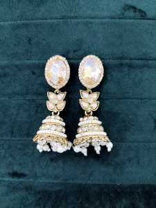 ต่างหูอินเดีย jhumki ลดกระหน่ำต่างหูเพทายชุบเงาแบบโบราณเครื่องประดับต่างหูไข่มุกสำหรับผู้หญิง - Product Image 2