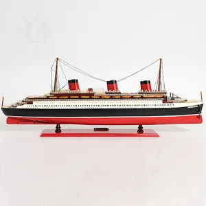 诺曼底模型船涂漆80厘米手工木制复制品，带展示架，收藏品，装饰，礼品，批发