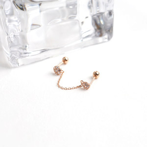 Orecchini da donna alla moda in oro 14k Fine orecchini da festa a catena semicerchio zircone cubico Piercing gioielli regali all'ingrosso K-gioielli - Product Image 4