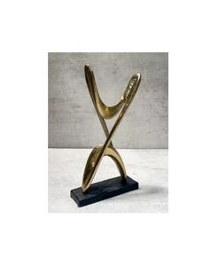 Sculpture d'art abstraite moderne en aluminium faite à la main pour l'intérieur de l'hôtel et de la maison, or poli personnalisé - Product Image 1