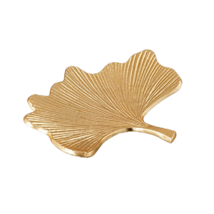 Bandeja de Metal con Forma de Hoja de Aluminio con Acabado Antiguo de Oro Fundido para Servir Alimentos Mesa Decorativa con Forma de Hoja de Fundición de Metal - Product Image 1
