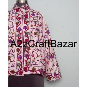 Veste en velours tricoté à fleurs élégante brodée à la main, vestes pour femmes imprimées, doublure en coton, écologique, respirante - Product Image 2