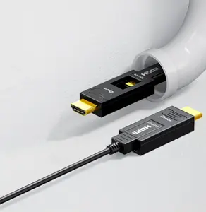 DTECH kabel optik serat Aoc HDMI 2.0 Premium, kabel HDMI mikro ke HDMI fleksibel 35M 4K 3D 18Gbps A ke A