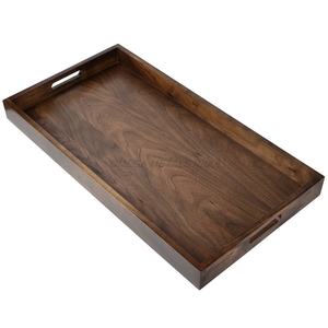 Juego de bandejas de madera de alta calidad en color espresso profundo con forma rectangular y tacto contemporáneo perfecto para el hogar y la Oficina - Product Image 2