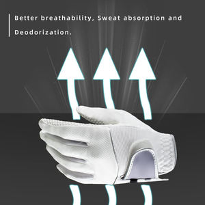 Venta al por mayor de guantes de golf de piel de oveja Cabretta suave y transpirable con logotipo personalizado para mujeres antideslizantes para deportes - Product Image 3