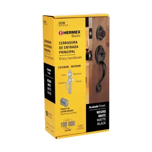 Berna Butterfly Key Basic Poignées de porte et de fenêtre 1 unité avec poignée et bouton Noir en boîte - Product Image 4