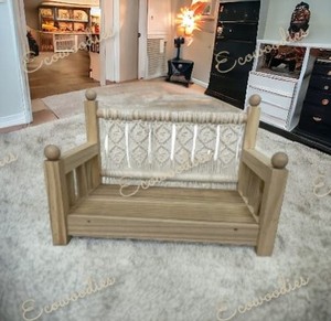 Sillón antiguo de madera maciza para el hogar, Accesorio clásico de bambú Natural para fotografía de recién nacido para niños para uso en dormitorio o estudio - Product Image 2