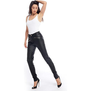 Leggings pour femmes en faux cuir personnalisés, jeggings extensibles avec poches, fabricant de tailles régulières et plus, fournisseurs d'usine - Product Image 6