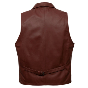 เสื้อกั๊กหนังแกะแท้สำหรับผู้ชาย, เสื้อกั๊กหนังแกะแท้มีกระเป๋าด้านหน้าปรับเข็มขัดได้เสื้อกั๊กหนังยาวสั้น100% - Product Image 2