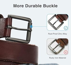 Cinturones de moda de cuero de vaca elegantes para hombres OEM personalizado con aleación para hebilla para ropa formal a precios al por mayor - Product Image 4