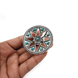 Cadeau délicat pour femme 925 argent sterling oxydé pierre précieuse turquoise naturelle bague artisanale fabricant de bijoux faits à la main - Product Image 5