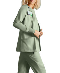 Veste de travail unisexe légère et respirante en mélange de coton, poignets élastiques, logo personnalisé, détection des aiguilles, uniforme d'hôpital - Product Image 4