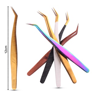 Pinzas de Precisión con Punta de Fibra, Duraderas, de Acero Inoxidable, Antideslizantes, para Pestañas, Pinzas para Extensiones de Pestañas con Logotipo Personalizado - Product Image 1