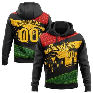Wholesale & Dropship Custom Stitched Black <b>Yellow</b> 3D Pattern Design Black History Month Sports Pullover Sweatshirt <b>Hoodie</b> - Product Image 1