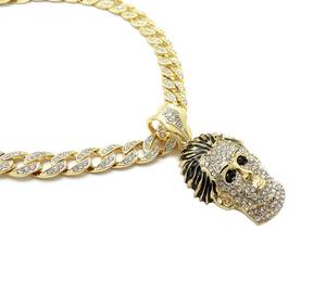 Collar de cadena cubana de Plata de Ley 925 Iced Out con colgante de máscara Leb Grown Diamond-Tachonado para boda o regalo - Product Image 6