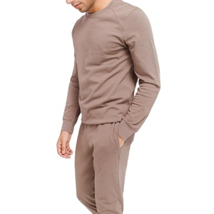 Qualité supérieure 100% coton respirant personnalisé hommes survêtements deux pièces ensemble plaine pull sweat ensemble col rond grande taille - Product Image 2