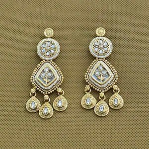 ต่างหูห่วงแฟชั่นชุบทองคลาสสิกโบราณทำด้วยมือส่งออกเครื่องประดับจากอินเดีย - Product Image 3
