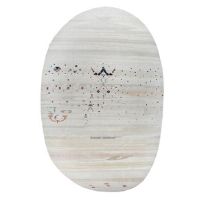 Alfombra Grande de Lana y Seda Anudada a Mano Freedom Manchaha Ivory, Diseño Abstracto para Hogar, Dormitorio, Pasillo, Grosor de 10 mm - Modelo Lub-6565 - Product Image 1