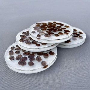 Customized Size Round Tea Cup Coaster Handmade Best Quality White <b>Black</b> and Golden <b>Resin</b> Coaster Unique Design Coaster - Product Image 3
