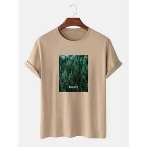 Camiseta de media manga informal de algodón puro de alta calidad con estampado sencillo, camiseta Premium con cuello redondo a precios razonables - Product Image 2