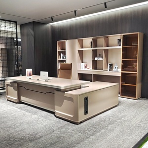 Custom Size Luxury Executive Office <b>Desk</b> L Shaped Wood Panel Open Work Space Staff Cluster <b>Workstation</b> Table - Product Image 4