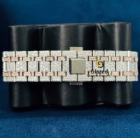 Montre pour homme en acier inoxydable personnalisée avec cadran analogique, style hip-hop, mouvement mécanique automatique ETA, diamants taillés brillant, clarté VVS, véritable