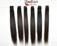 Prix de gros Meilleurs fournisseurs Extensions de cheveux humains indiens lisses Noir naturel Grade Remy Double trame cousue à la machine