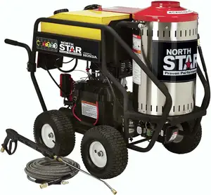 Cheaper High Speed North Star Hot Water & Wet Steam Pressure Washer with Power Nozzles, Lance, Washing Gun, and Hose - Gas Power