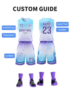 Maillot de basket-ball réversible personnalisé pour hommes, maillot professionnel respirant à séchage rapide, maillot de basket-ball pas cher B308 - Product Image 5