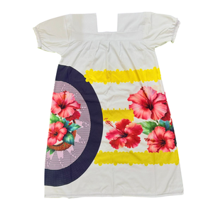 Suministro directo de fábrica Mumu vestido Samoan Tapa flor estampado Maxi vestidos personalizados poliéster una pieza elegante Mumu Vestidos para mujeres - Product Image 5